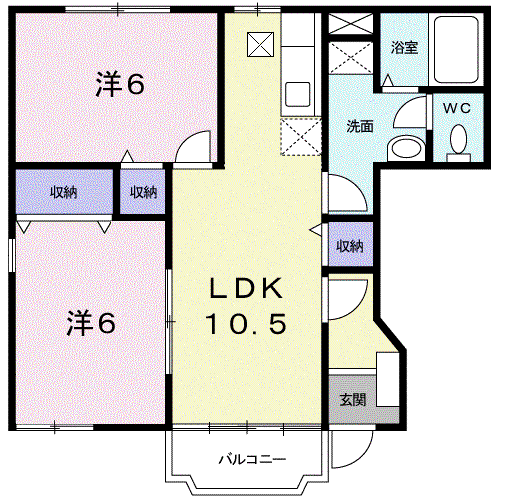 ハーモニーシーンⅠ(2LDK/1階)の間取り写真