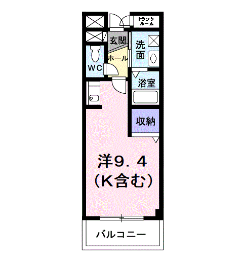 ツインスタ-B(ワンルーム/2階)の間取り写真