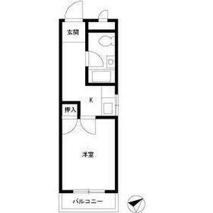 桜ヶ丘ハイム(1K/2階)の間取り写真