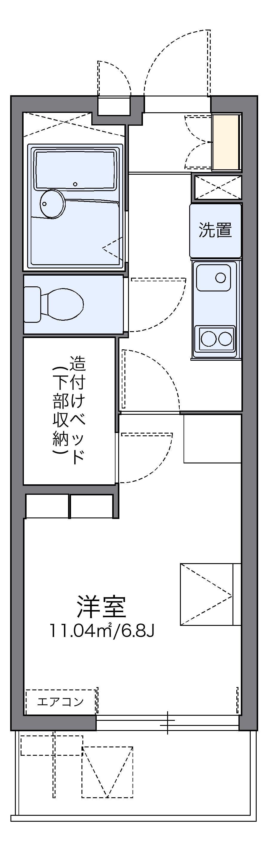 レオパレスエクレールK下大槻(1K/1階)の間取り写真