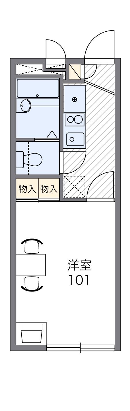 レオパレス四ツ裏(1K/2階)の間取り写真