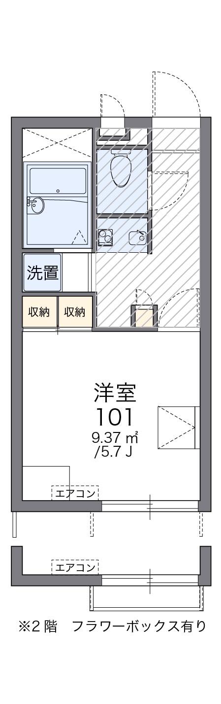 レオパレスコスモスNO7(1K/2階)の間取り写真