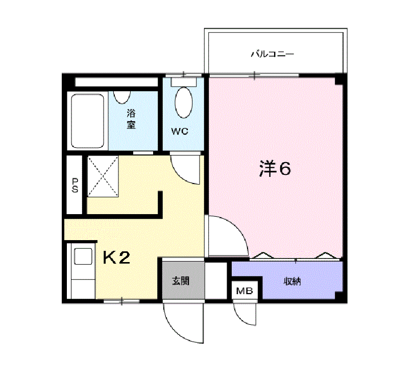 ミニヨンほたる(1K/2階)の間取り写真
