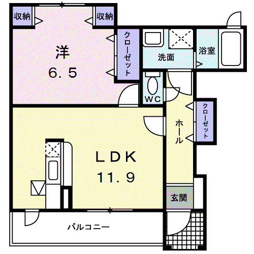 ランドロードクニヤンⅡ(1LDK/1階)の間取り写真