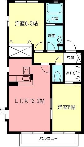 アリエス2(2LDK/1階)の間取り写真