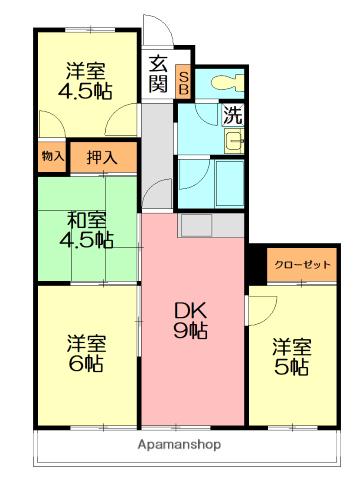 メゾンドール加藤(4DK/4階)の間取り写真