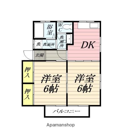 ビラマーサB(2DK/1階)の間取り写真