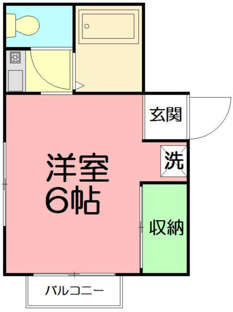 ヒルズ湘南(ワンルーム/2階)の間取り写真