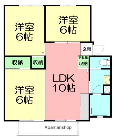 パレーシャル太平台1(3LDK/1階)の間取り写真