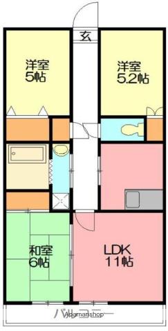 若宮マンション(3LDK/3階)の間取り写真