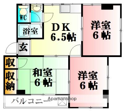 レジデンス香川Ⅱ(3DK/4階)の間取り写真
