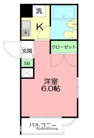 ジュネパレス平塚第19(1K/2階)の間取り写真