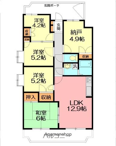 ツインベル・カトレア館(4SLDK/3階)の間取り写真