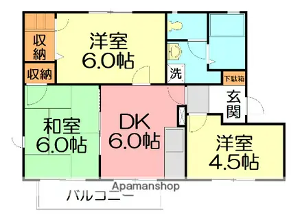 パティオD(3DK/2階)の間取り写真