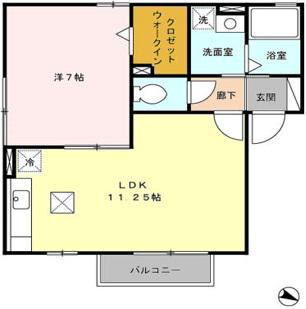 アンジェロ(1LDK/1階)の間取り写真