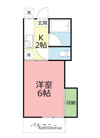 サンテラス第2(1K/2階)の間取り写真