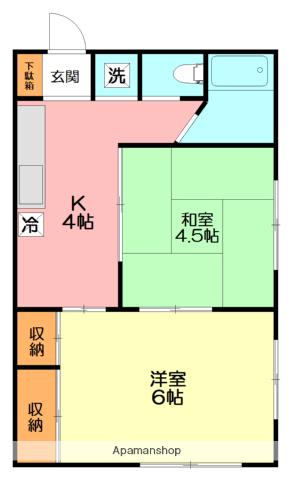 美園荘(2K/1階)の間取り写真