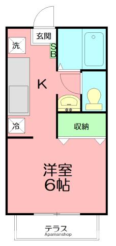 サンシティ岩原(1K/1階)の間取り写真