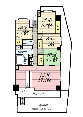 グランシャルム小田原城山 3階階 間取り