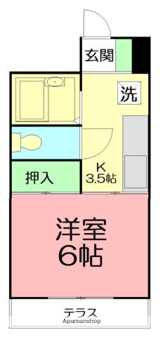 ハイツ一の森(2LDK/1階)の間取り写真