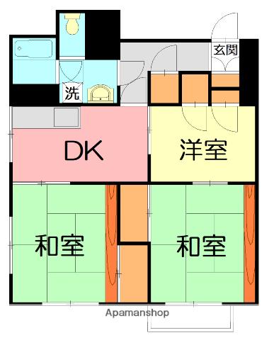 メゾンドソレイユ(3DK/2階)の間取り写真