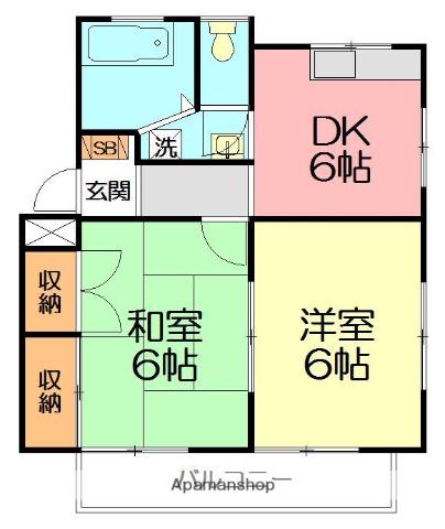 ドエルフェニックス(2DK/1階)の間取り写真