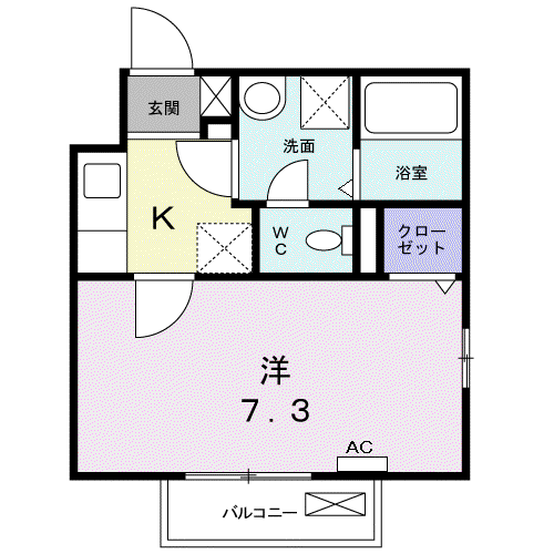 エスポワメゾンⅡ(1K/2階)の間取り写真