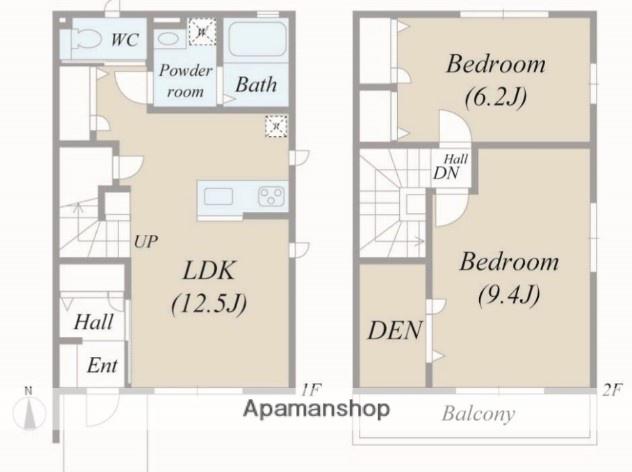 ピーノⅢ(2LDK/1階)の間取り写真