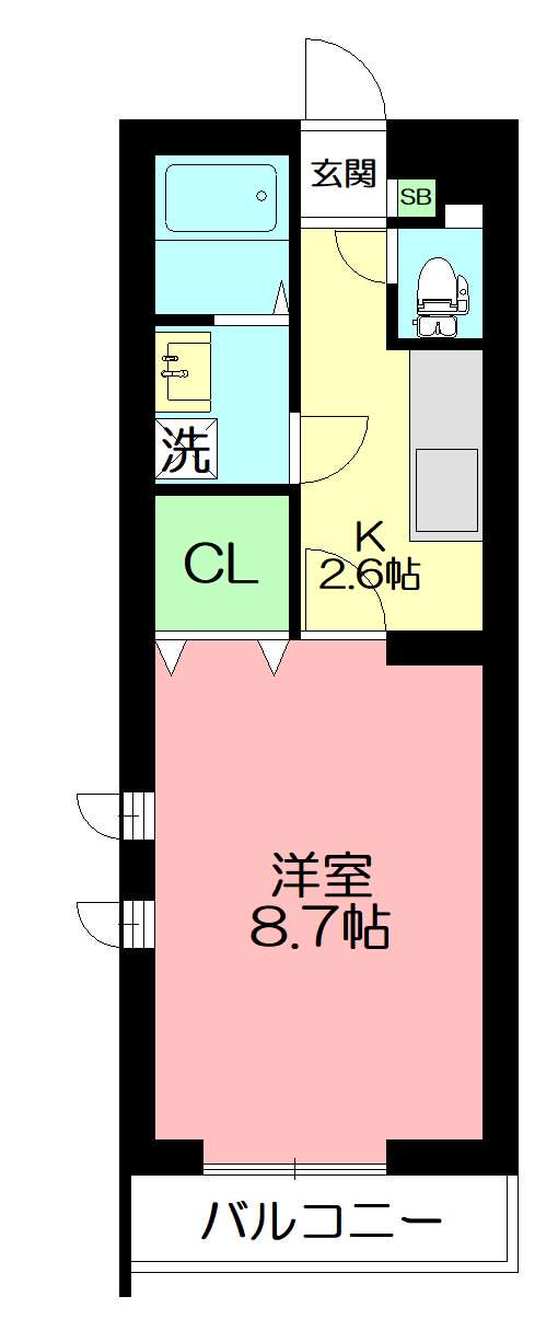 グランフィーユ(1K/2階)の間取り写真