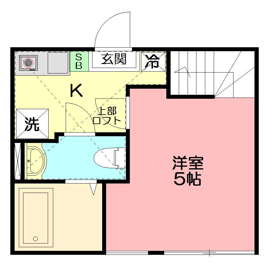 ロンド・ベル(1K/2階)の間取り写真