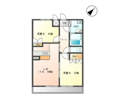 カサブランカ(2LDK/2階)の間取り写真