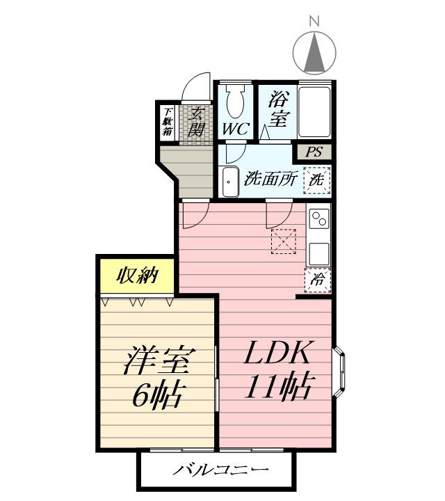 エクセレント・クレオ(1LDK/1階)の間取り写真
