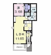 フランブリーズⅡ(1LDK/1階)の間取り写真