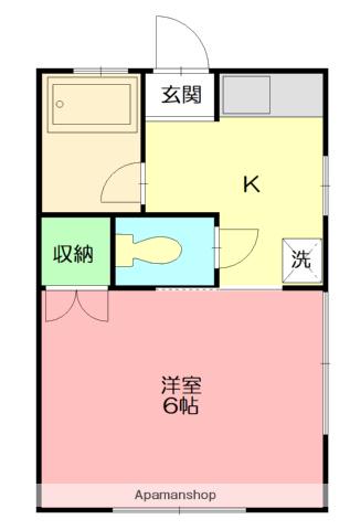 ドミールパピヨン(1K/1階)の間取り写真
