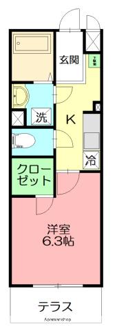 カレッジヒルズ(1K/3階)の間取り写真