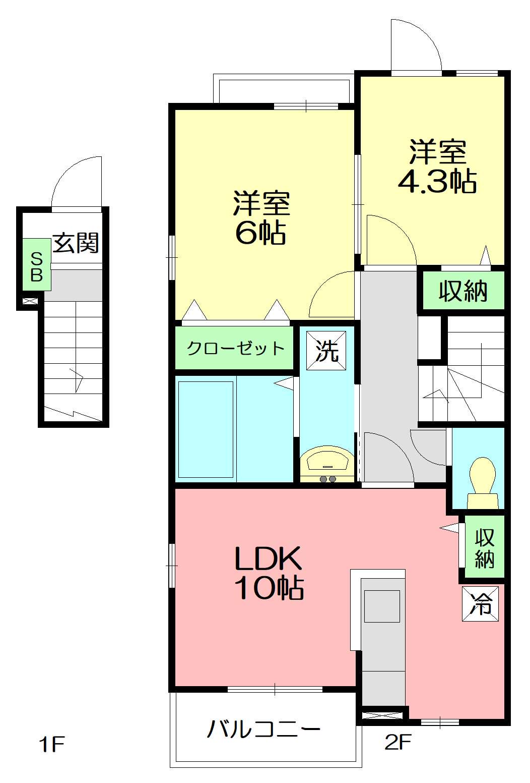 Y.クラシックⅡ(2LDK/2階)の間取り写真