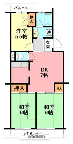 コスモ・ヌガタ(3DK/5階)の間取り写真