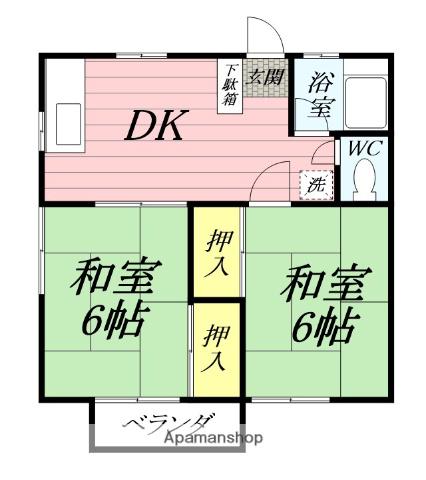 神場アパート(2DK/2階)の間取り写真