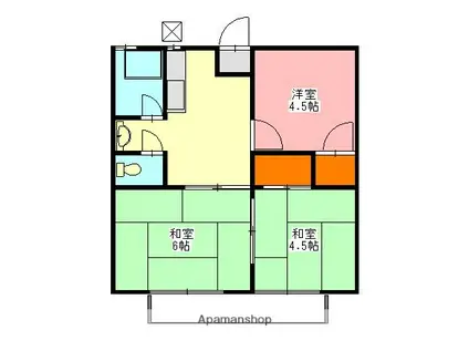 石川ハイツA2436(2DK/2階)の間取り写真