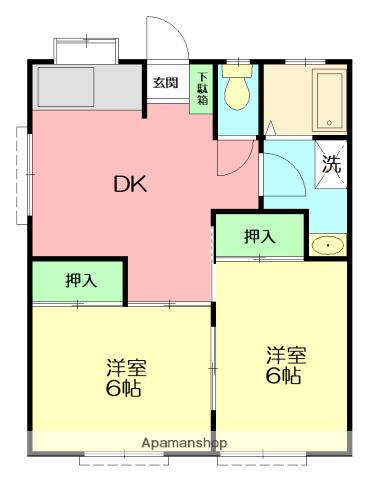 星崎第1アパート(2DK/1階)の間取り写真