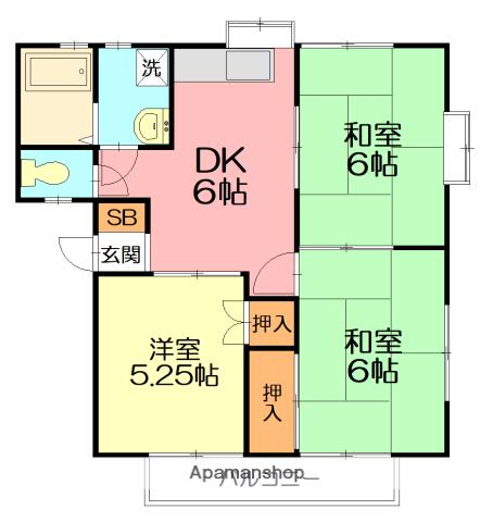 メゾンサンライトⅡ(3DK/2階)の間取り写真