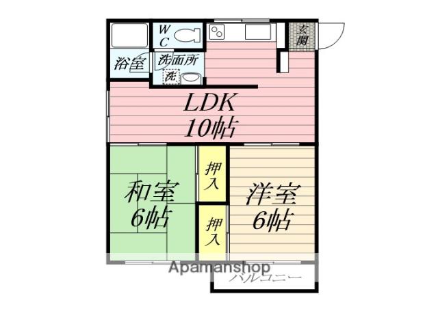 矢沢荘(2LDK/2階)の間取り写真