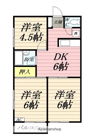 アーデルホーム(3DK/2階)の間取り写真