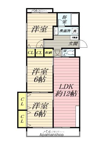 フジビューMⅢ(3LDK/1階)の間取り写真