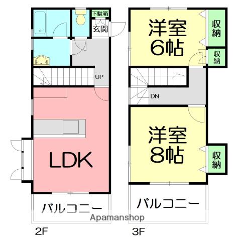五百羅漢アパートメント(2LDK/1階)の間取り写真