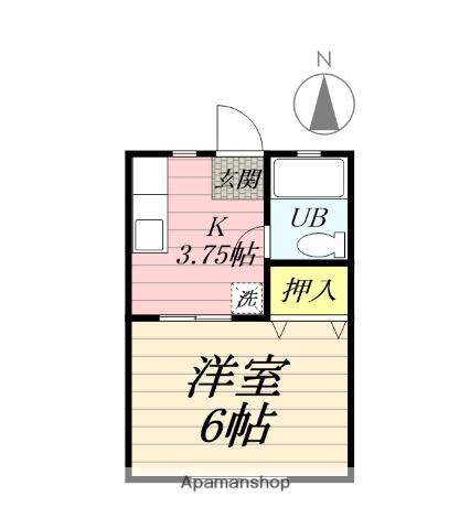 ハイツ湘南Ⅱ(1K/1階)の間取り写真