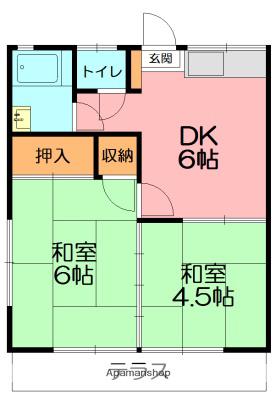 第一グリーンハイツ(2K/1階)の間取り写真