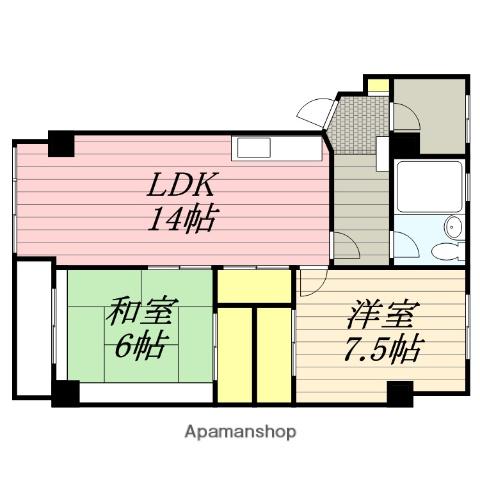 ドエル杉山(2LDK/3階)の間取り写真