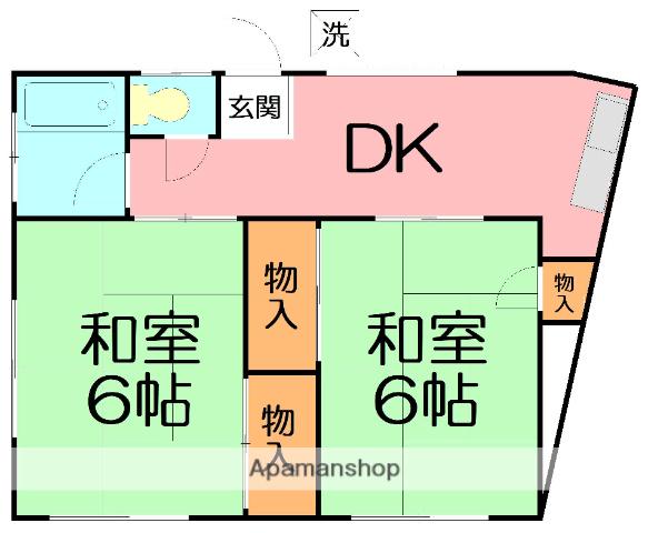 第二浜美荘(2K/2階)の間取り写真