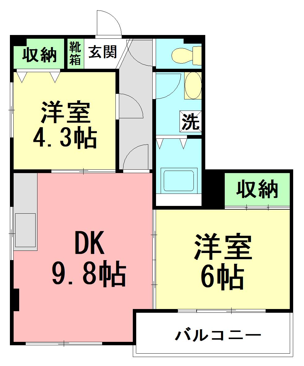 シーサイドハイムカトウⅠ(2LDK/1階)の間取り写真